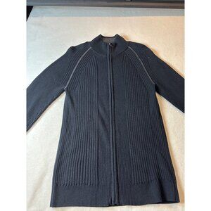Inc Zip-Up Ribbed Knit Cardigan Sweater Size L Black